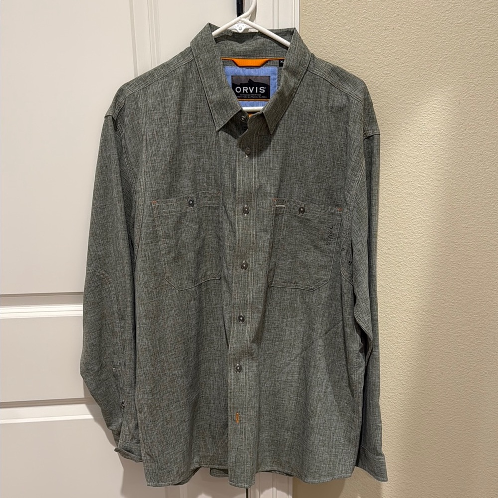 Orvis Green Gray Active Fit Outdoor Shirt